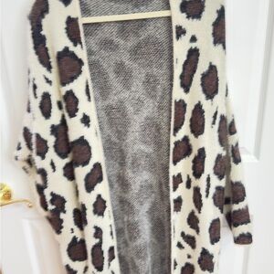Umgee Cream and Brown Animal Print Cardigan